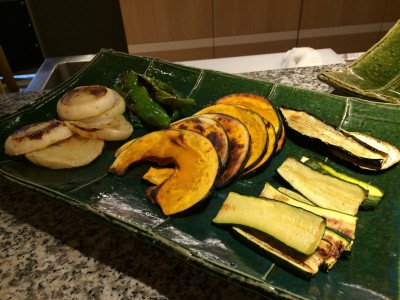 兵庫県産の焼き野菜のアップ