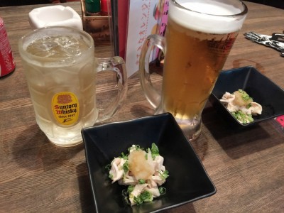 生ビールとジャックダニエルハイボール