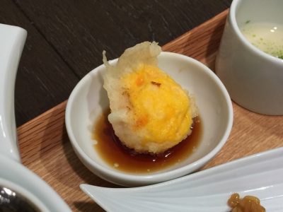 ひつまぶしセットの卵黄の天ぷら