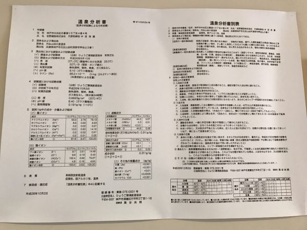 温泉分析書