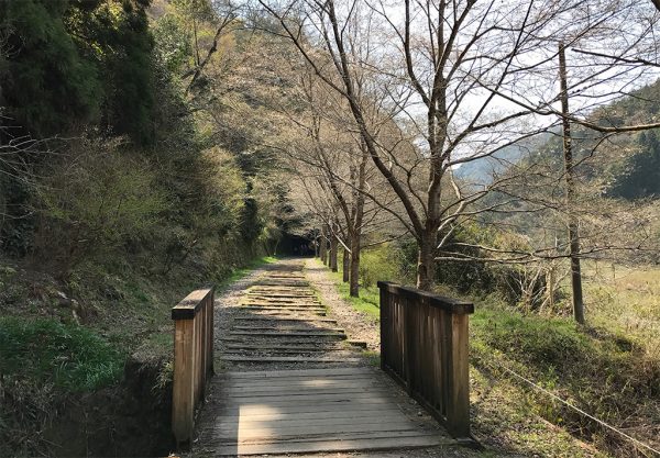 廃線敷ハイキングコース上の端