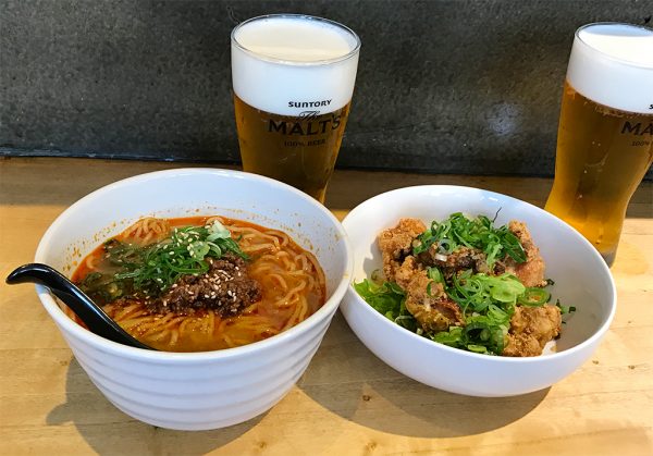 鶏もも肉の油淋鶏・担々麺