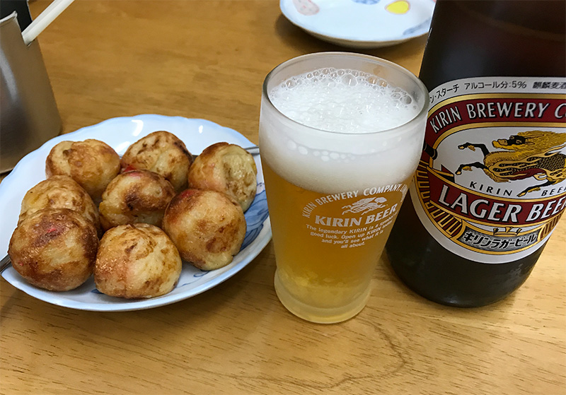 ビールとたこ焼き