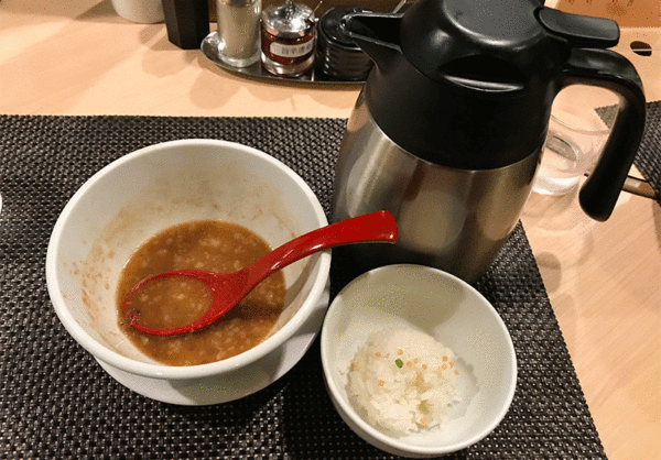 セアブラノ神 濃厚魚介つけ麺 〆 スープ割 ご飯 雑炊